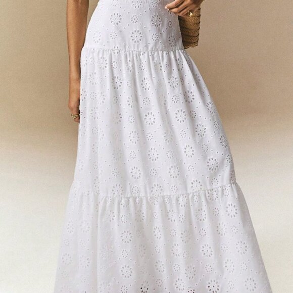 White Boho Women's French Hollow Crochet Skirt - Picture 3 of 4